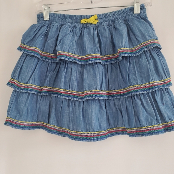 Mini Boden Other - Mini Boden Youth Size 13-14 tiered ruffle denim skort with colorful trim